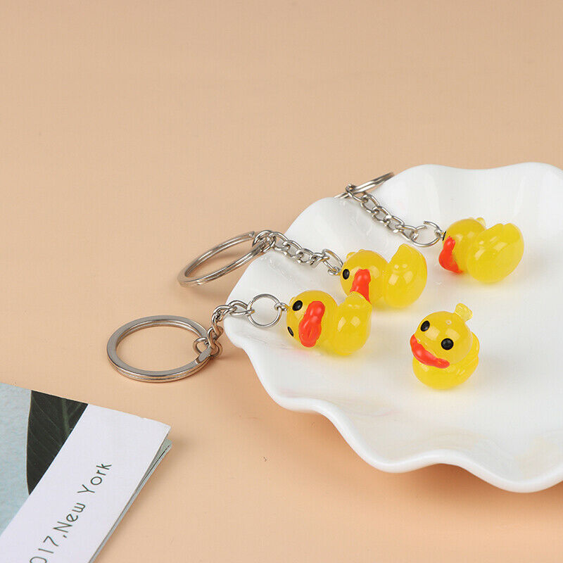 2pcs Cute Little Yellow Duck Keychain Women Girls Car Keyring Jewelry Gif.l8