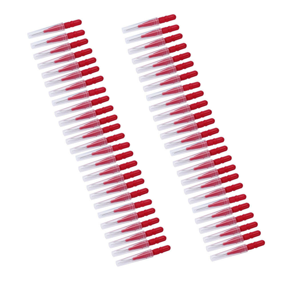 50PCS Interdental Brush Floss Sticks Tooth Floss Head Toothpick Cleaning Red NEW