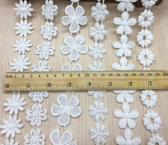 6 Yards White Flowers Milk silk Lace Trim Wedding dress clothing accesories