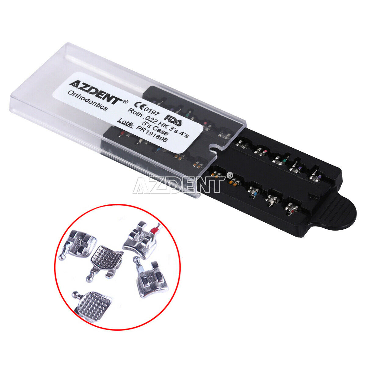10X AZDENT Dental Orthodontic Bracket Mini ROTH .022 3-4-5 Hooks Metal 20Pc/Pack