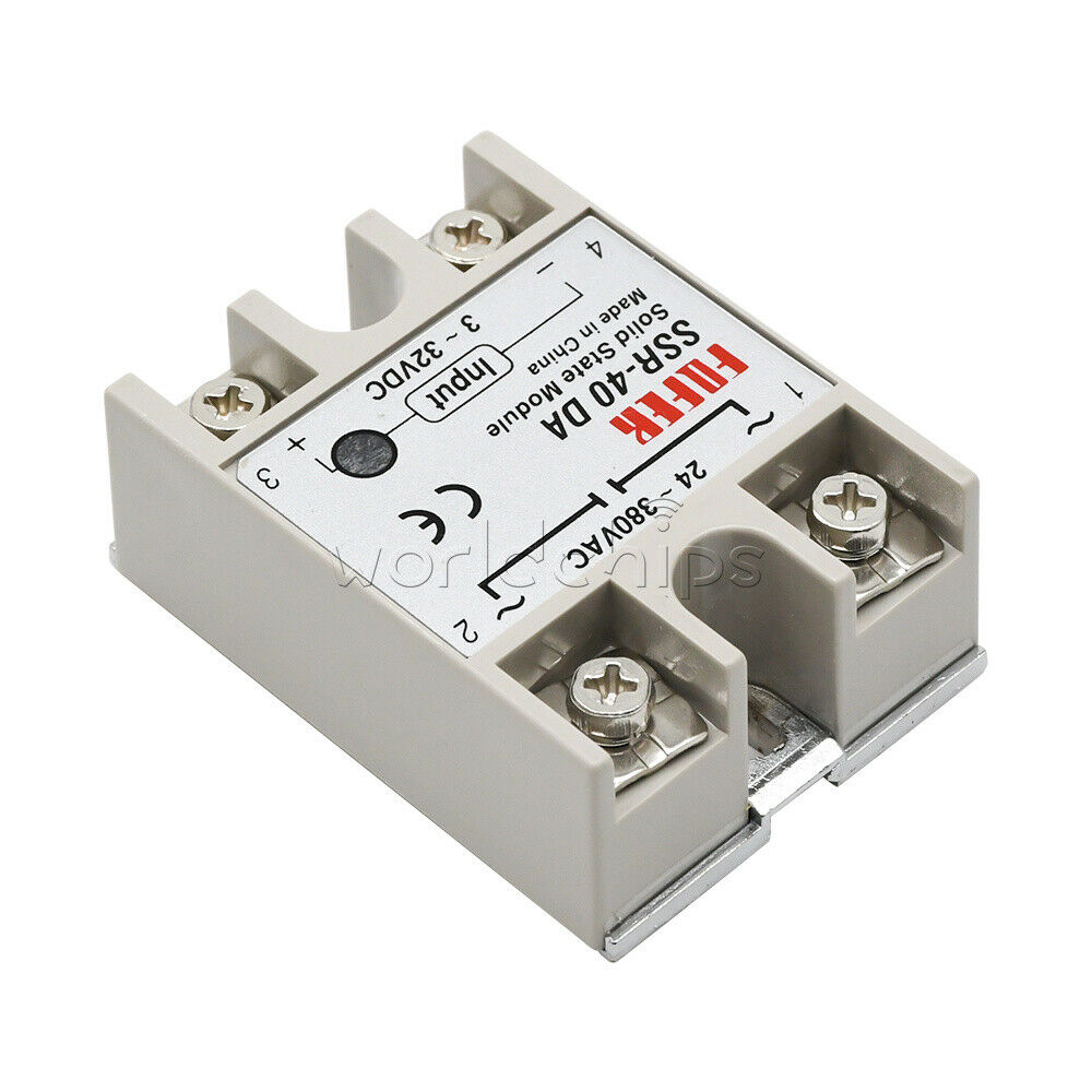 5x 24V-380V 40A 250V SSR-40 DA Solid State Relay Module 3-32V DC-AC for Arduino