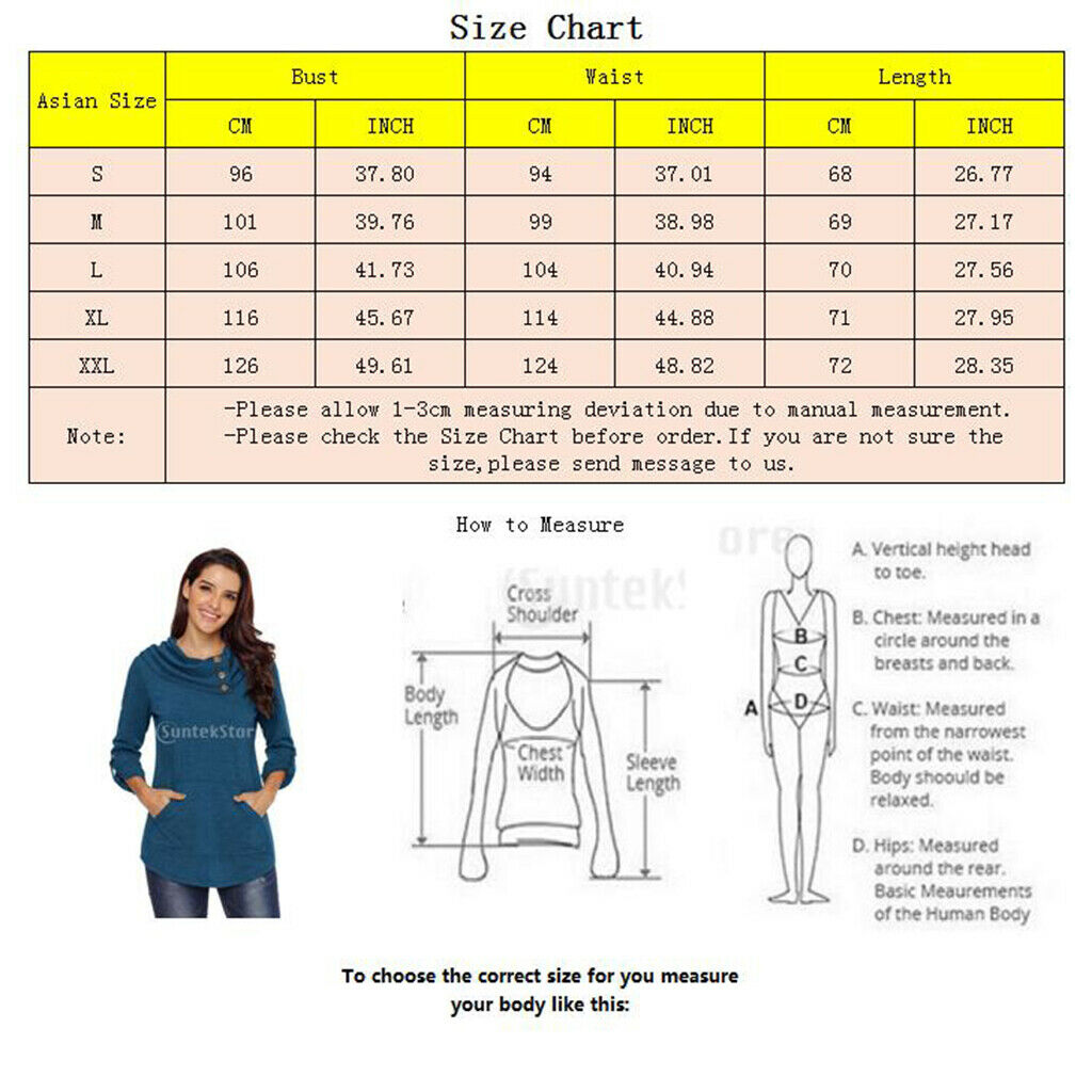 Women Plus Size Long Sleeve Hoodie Oversized Sweatshirt Casual Baggy S Blue
