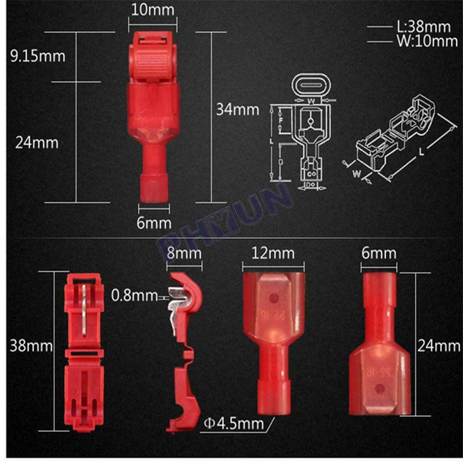 240Pcs AWG T-Tap Insulated Splice Wire Terminal Connectors For Motorcycle Car