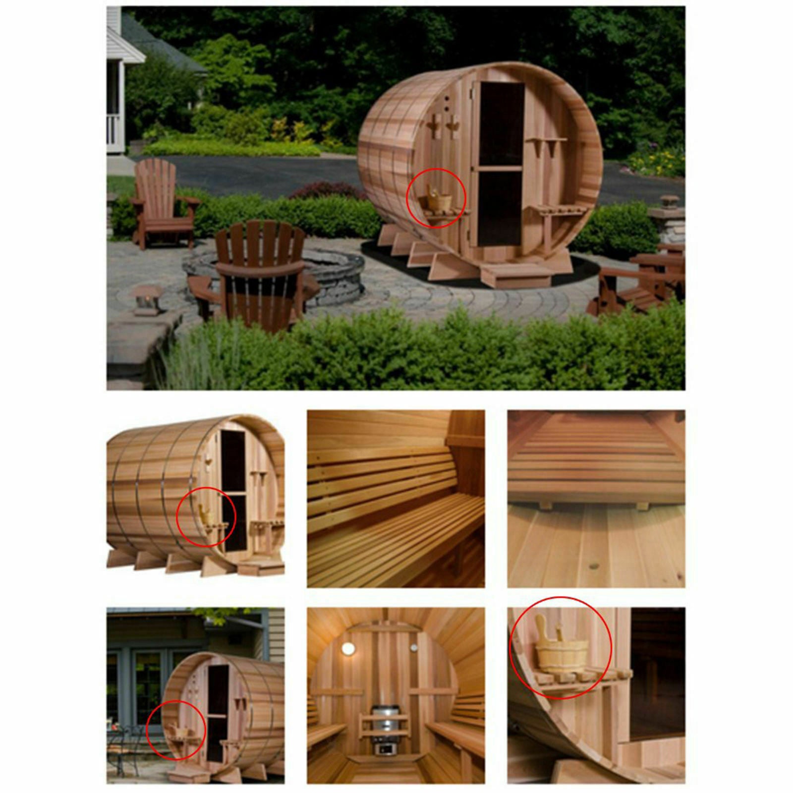 4 Liter Wooden Sauna Bucket with Ladle Spa Accessory Handcrafted for Saunas,