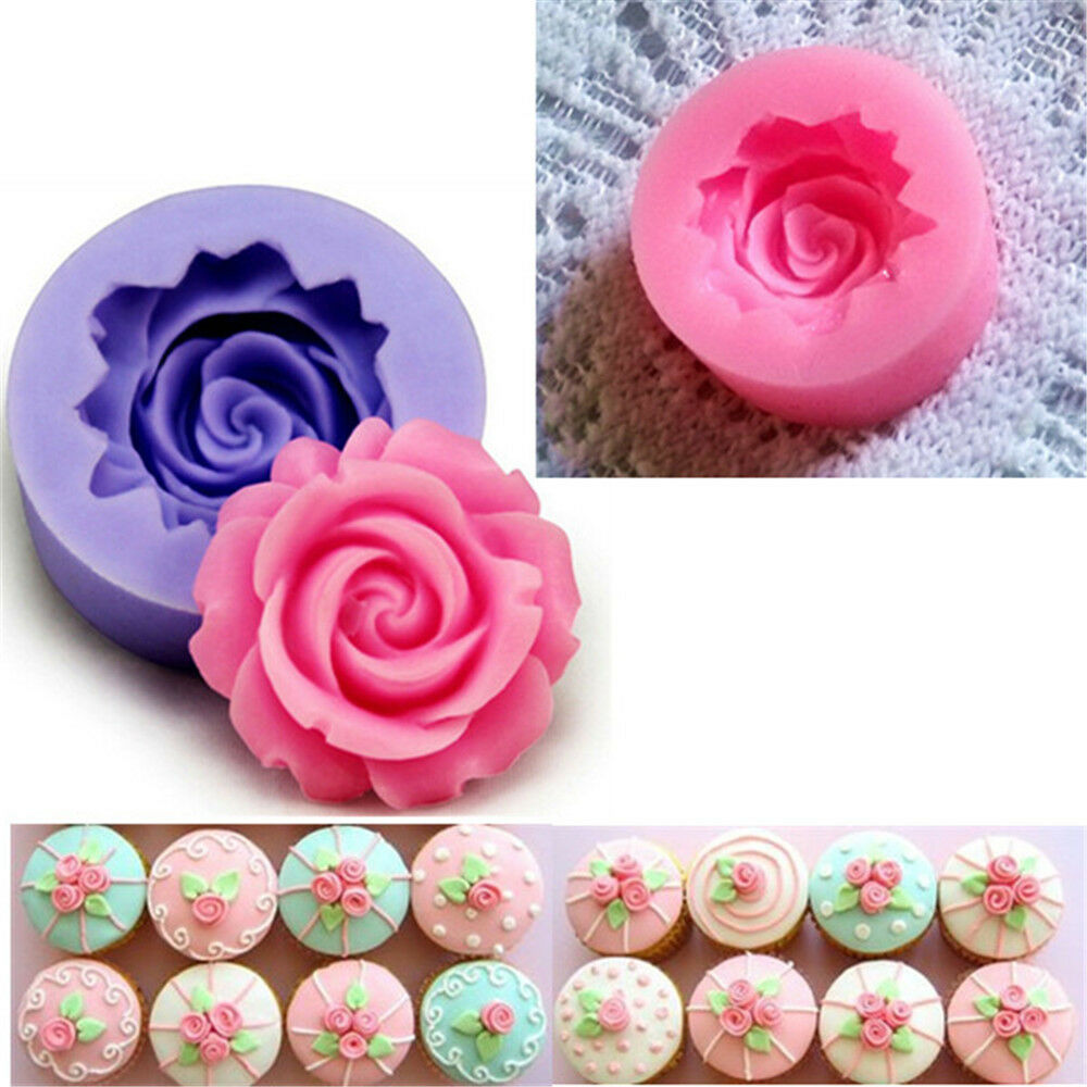 Mini Rose Flower DIY Fondant Cake Chocolate Sugarcraft Mold Cutter Silicone Tool
