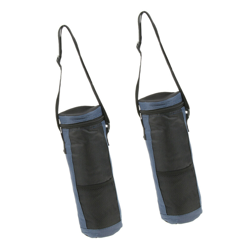 2 Pieces Travel Insulated Bottle Carrier Tote Bag Camping Cooler Black
