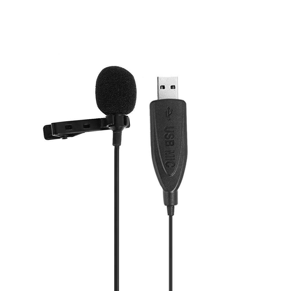 Pro USB Lavalier Microphone Clip on Collar Condenser Lapel Mic for Meeting PC