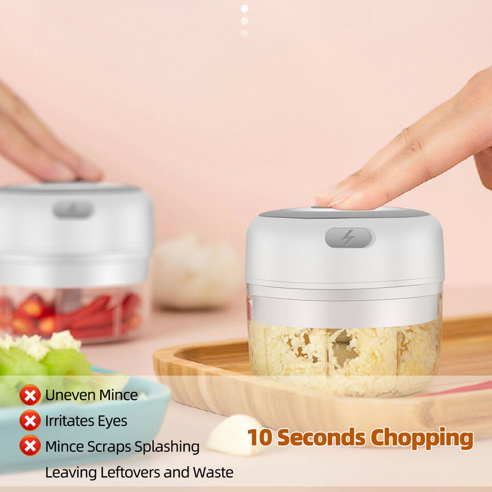 Electric Mini Garlic Chopper Meat Grinder Crusher for Nut Fruit Vegetable Food