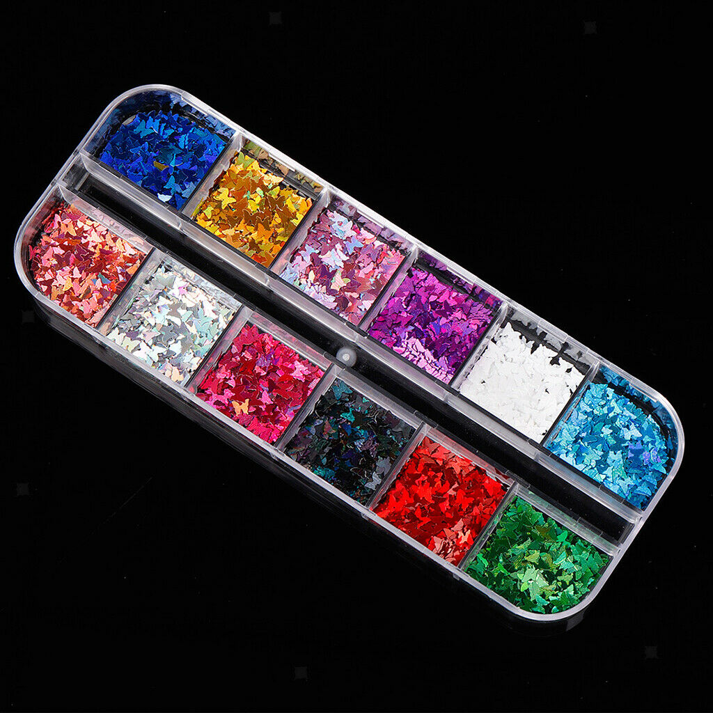 24 Colors Nail Glitter Foil Flakes Fragments Manicure Nails Art Decals