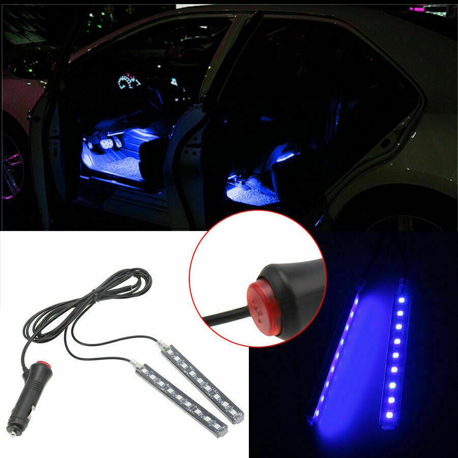 12V Blue Light Car 9 LED Interior Floor Decorative Atmosphere Light Lamp Strip