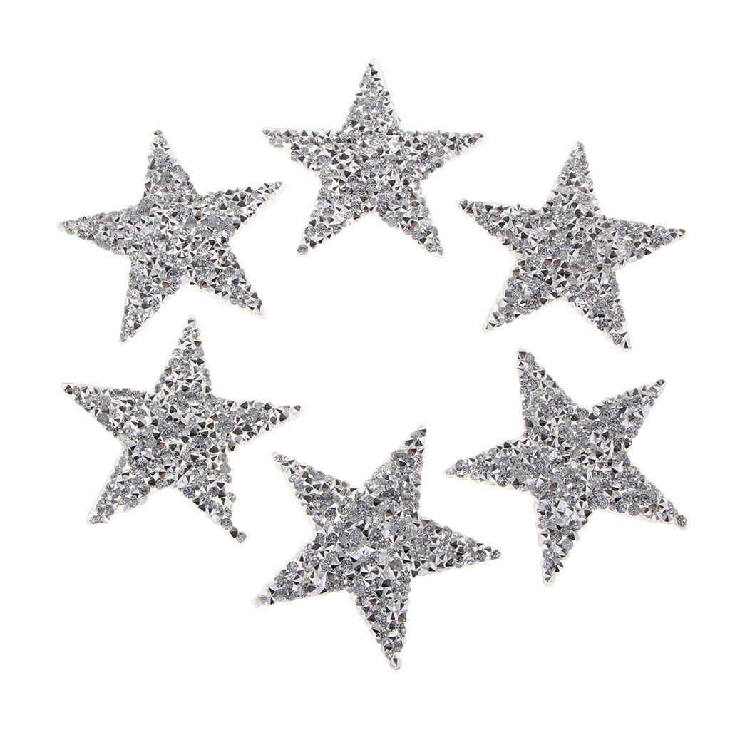 Pack of 12 5&6cm Star Iron on Crystal Patches for Backpack Sweater Decor
