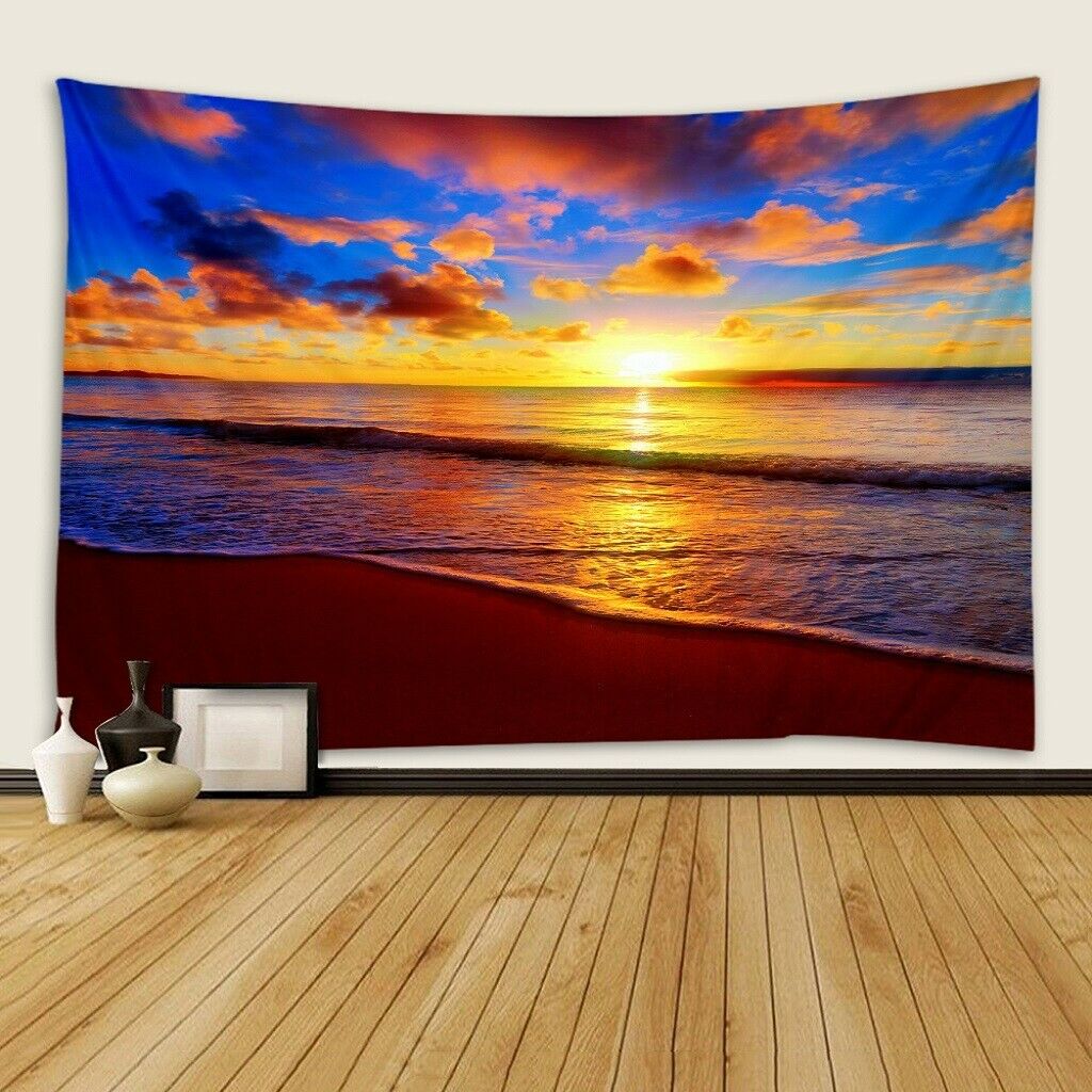 Ocean Sunset Wall Hanging Tapestry for picnic sheet Durable Soft  200x150CM