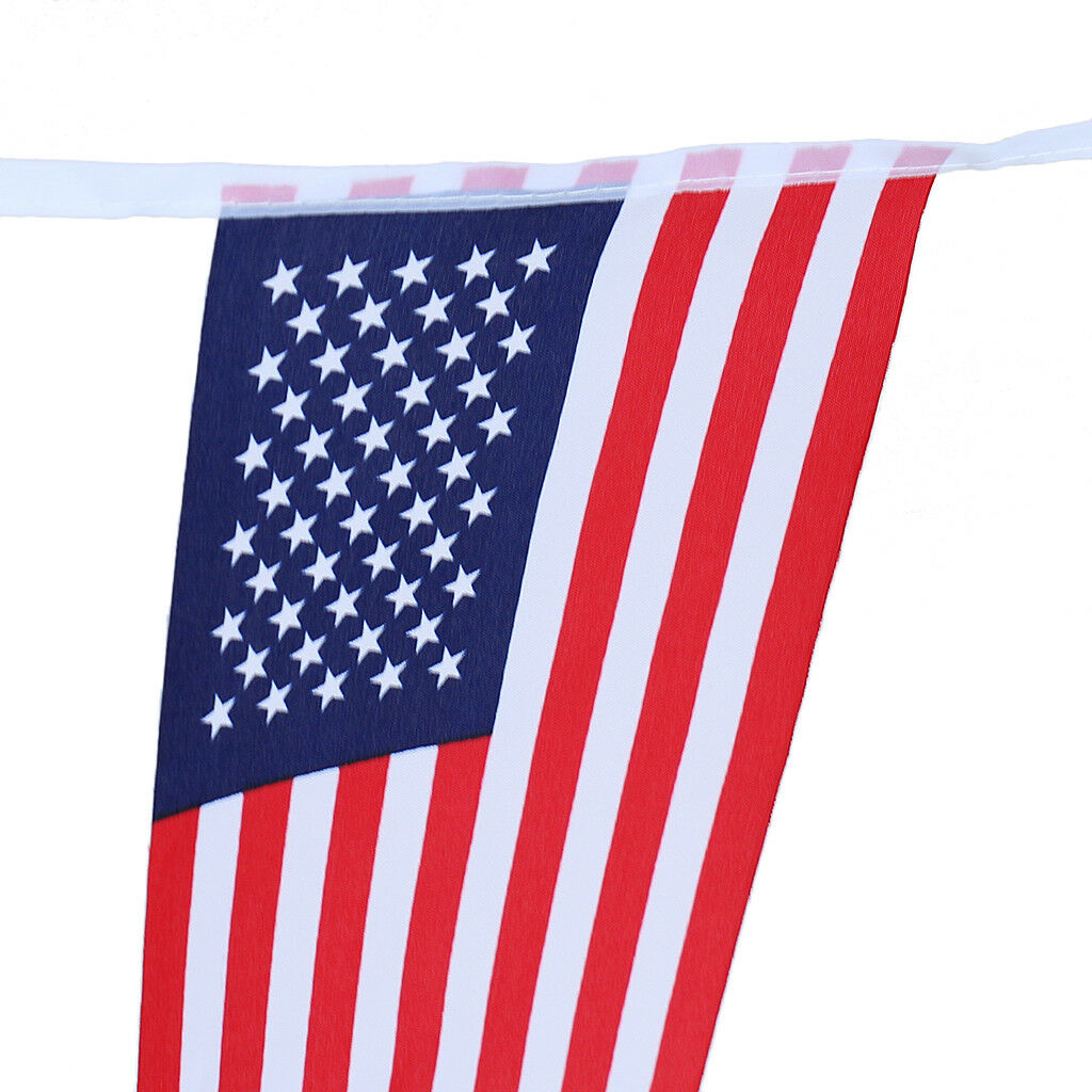 10m   Stars Stripes Party Banner 30 Flags Bunting Garland Outdoor
