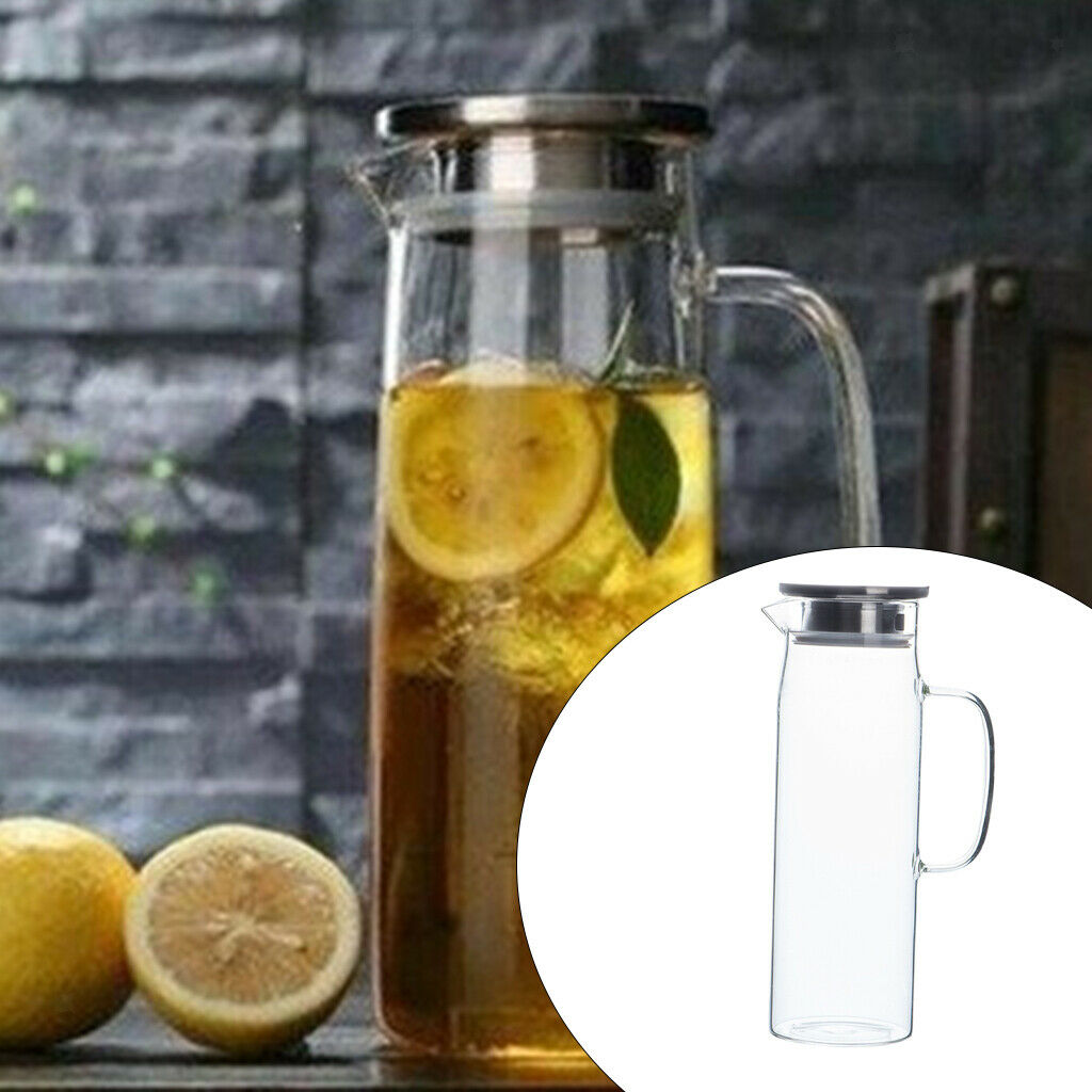 Glass Jug with Handle Heat Resistant for Water Iced Tea Beverage Serving