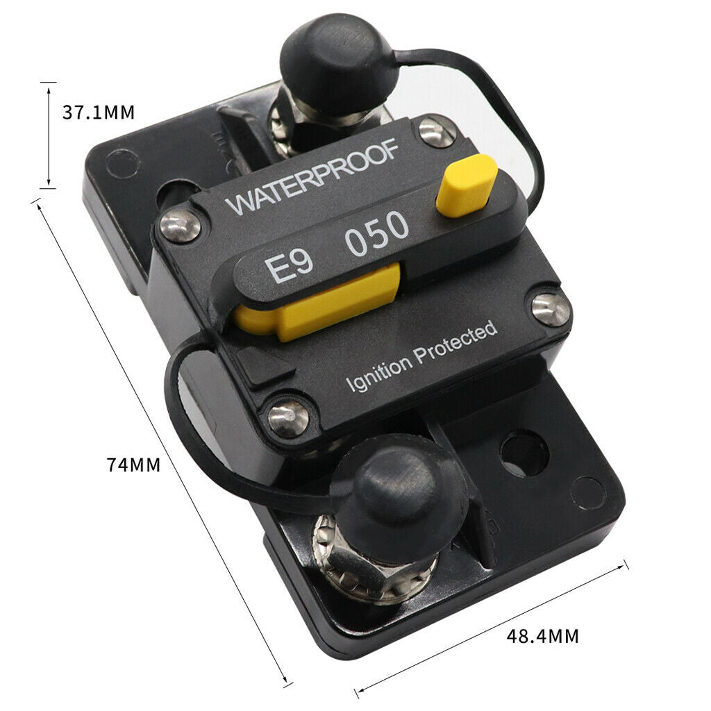 Waterproof Inline 12V Auto Waterproof 50-AMP Circuit Breaker Manual Reset
