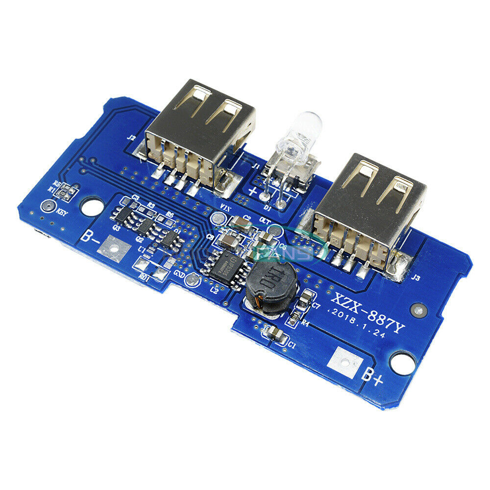 Dual USB 5V 2A Power Bank Mobile Charger Board Step-Up Module Indicator Light
