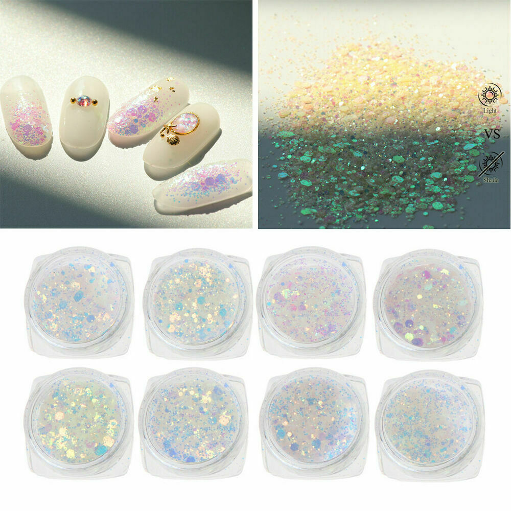 6Pcs UV Color Change Mica Powder Sunlight Reactive Glitter Epoxy Nail Art Decor