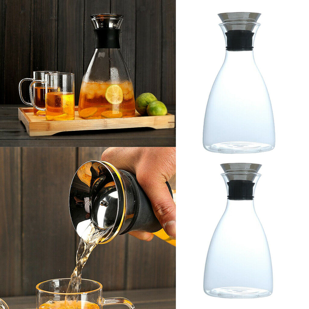 Heat Resistant Water Jug Juice Kettle Glass Wine Decanter with Filter Lid S
