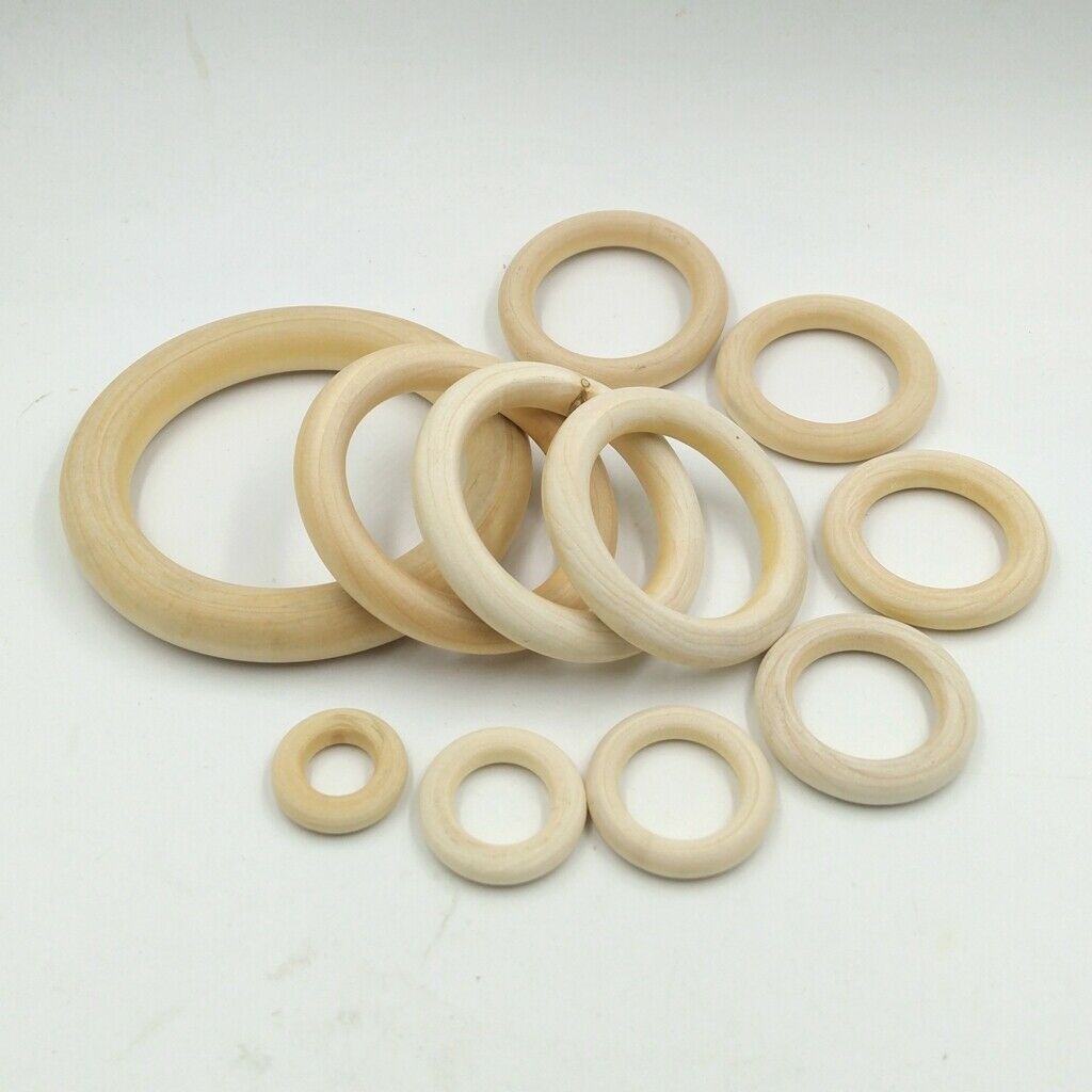 30Pcs DIY Baby Wooden Teething Rings Necklace Bracelet DIY Crafts