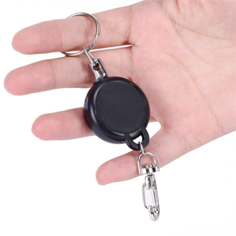 Retractable KeyChain Reel Steel Cord Recoil Belt Ring Badge Pass ID Card Holders