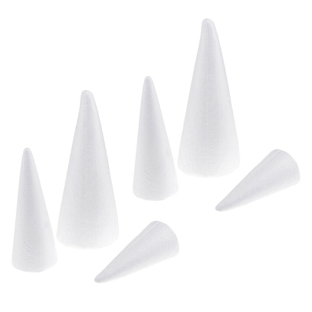 6Pcs 15/20/25cm Cone Christmas Tree Styrofoam Foam for Kids Craft   Decor