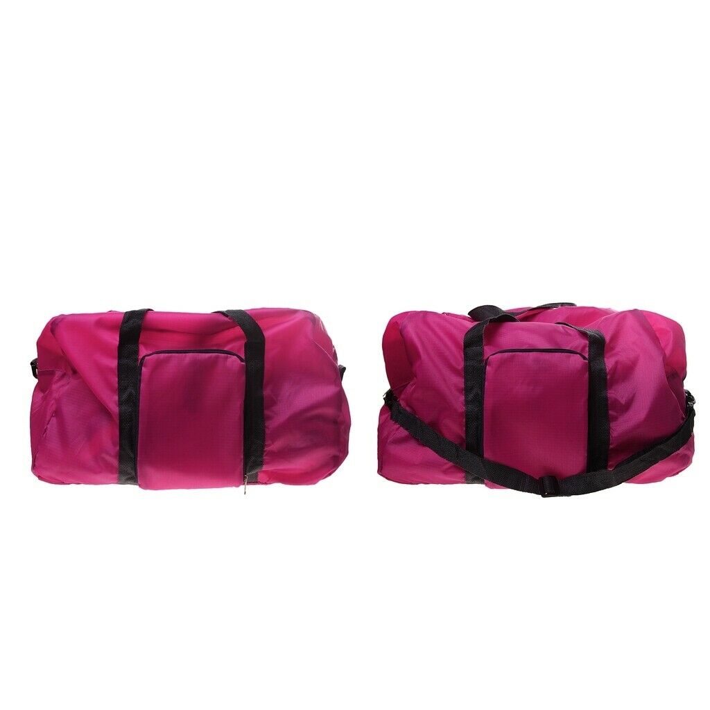2x Traveling Foldable Storage Handbag Luggage Shoulder Bag Pouch Tote Rose Red