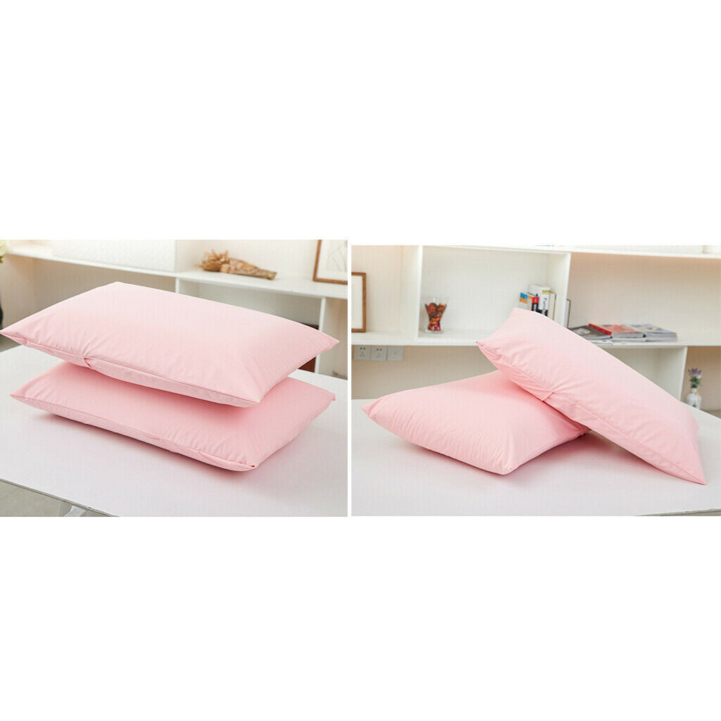2x Pillow Protectors Zipped Cotton Pink Covers Anti Allergy Dust Mite Proof