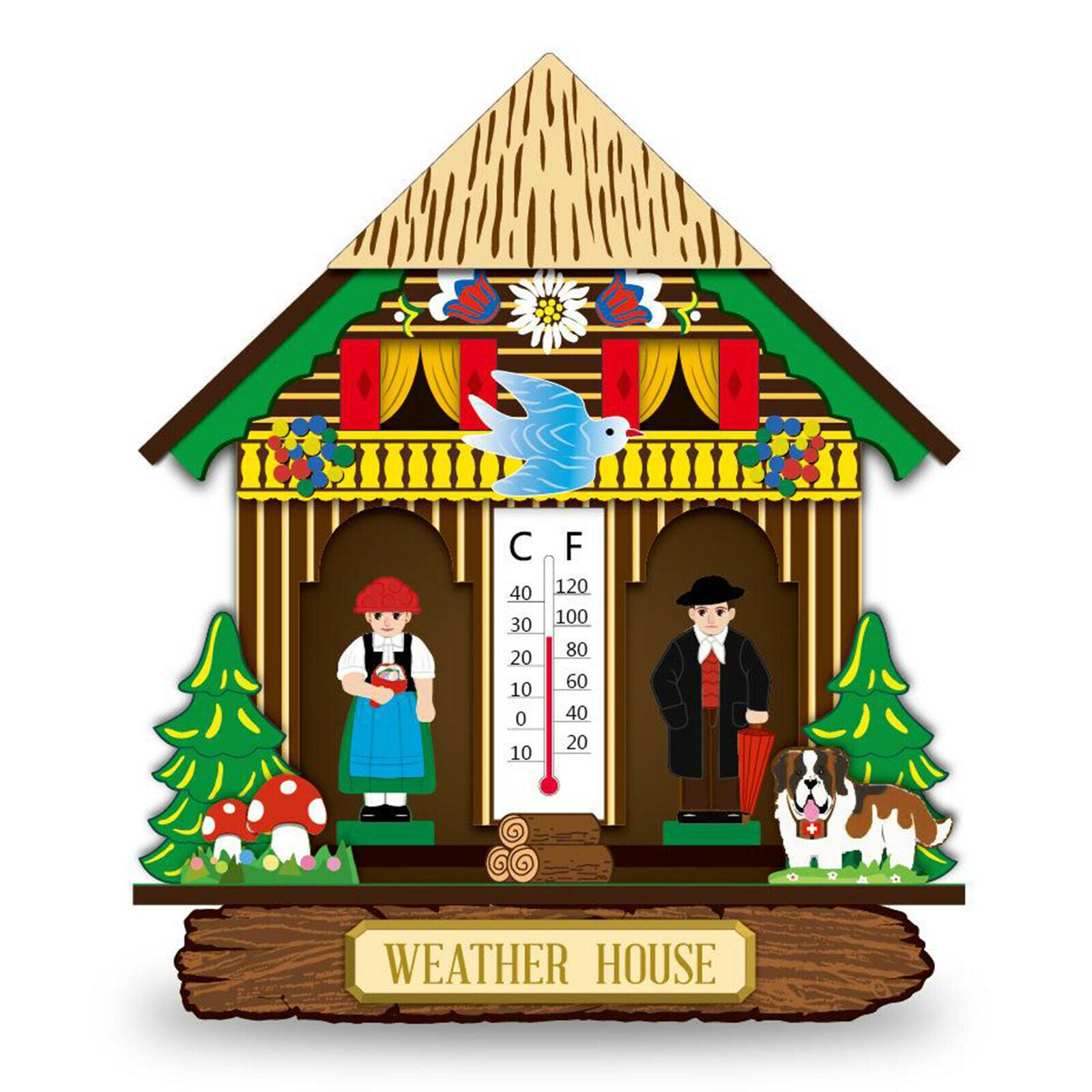 Wooden Wall Mounted Thermometer Hygrometer Temperature Humidity Outdoor