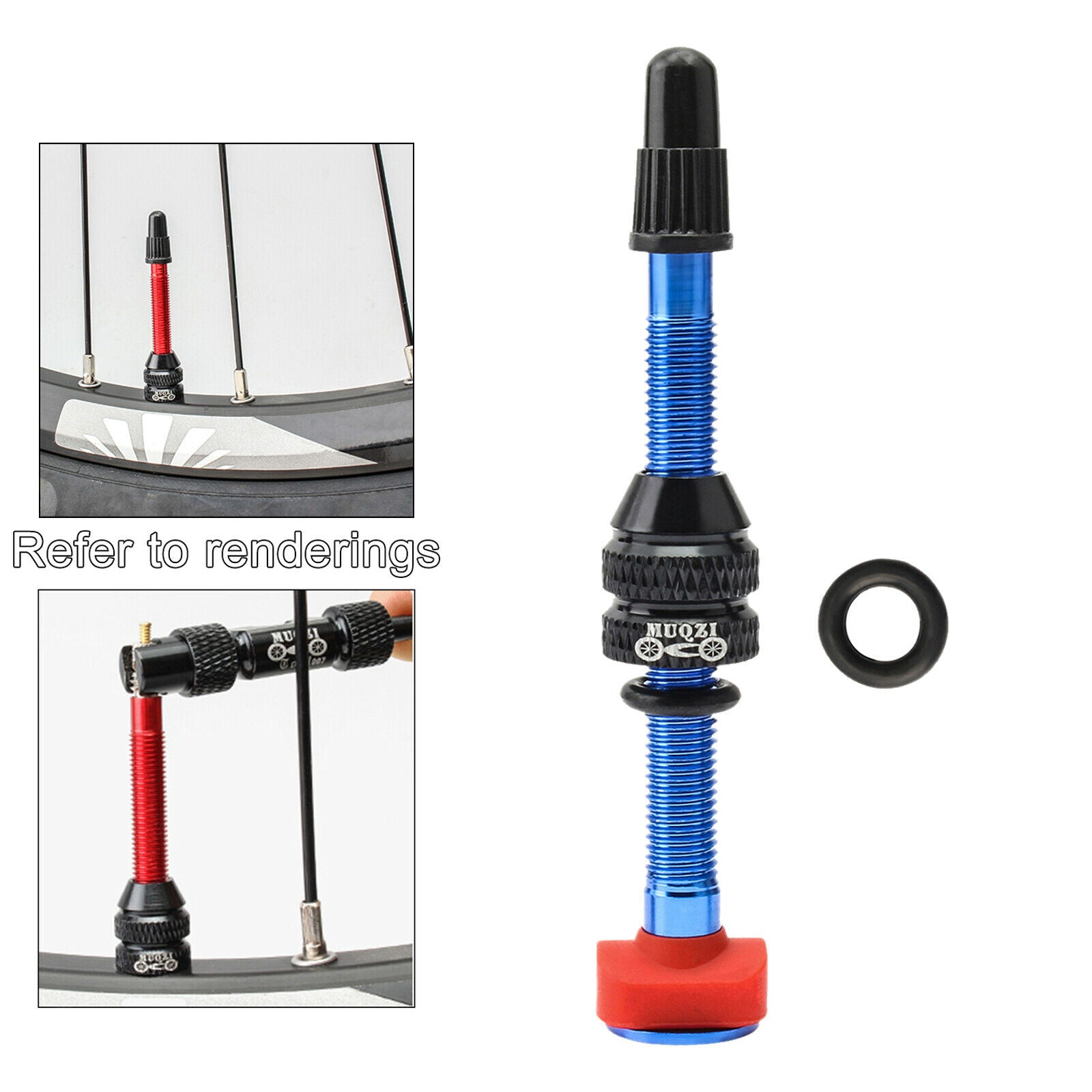 Alloy Tubeless Presta Valve Stem Road Bicycle Tubeless Rim Core 60mm,Blue