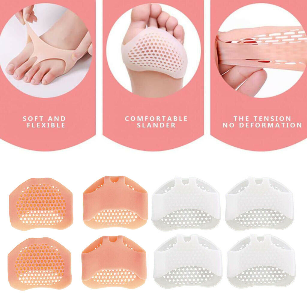 4 Pairs Set Unisex Ball of Foot Pads Metatarsal Pads Support Foot Cushion