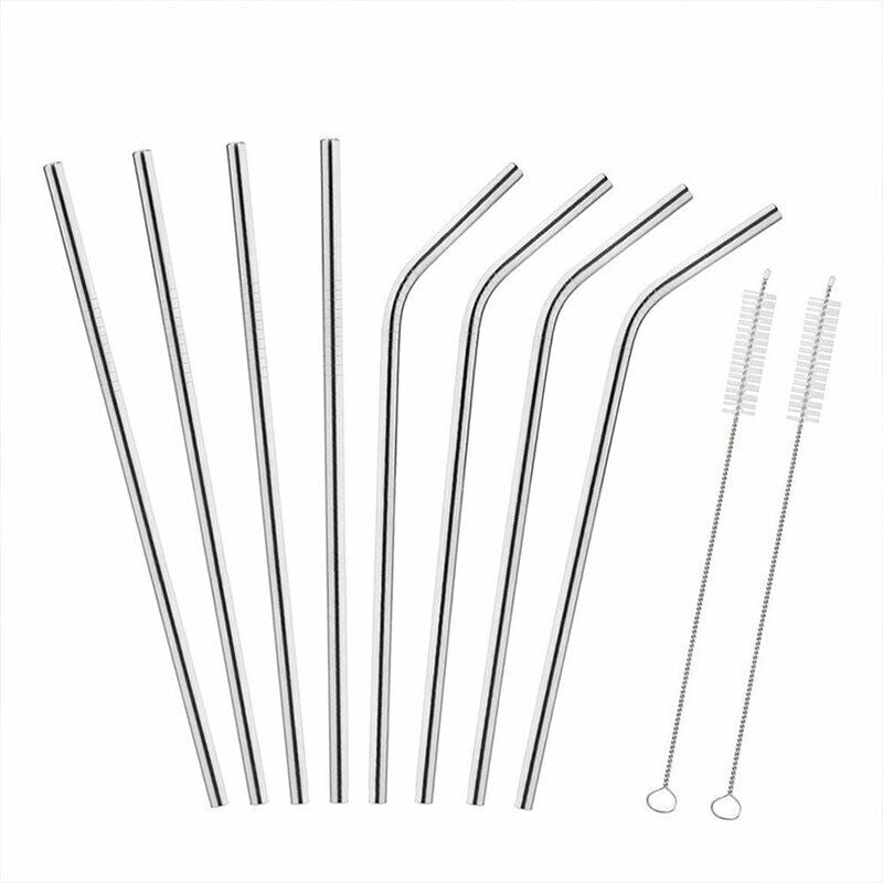 Batch 8 Straws Reusable Stainless Steel Green/Ecological Not Disposable - New