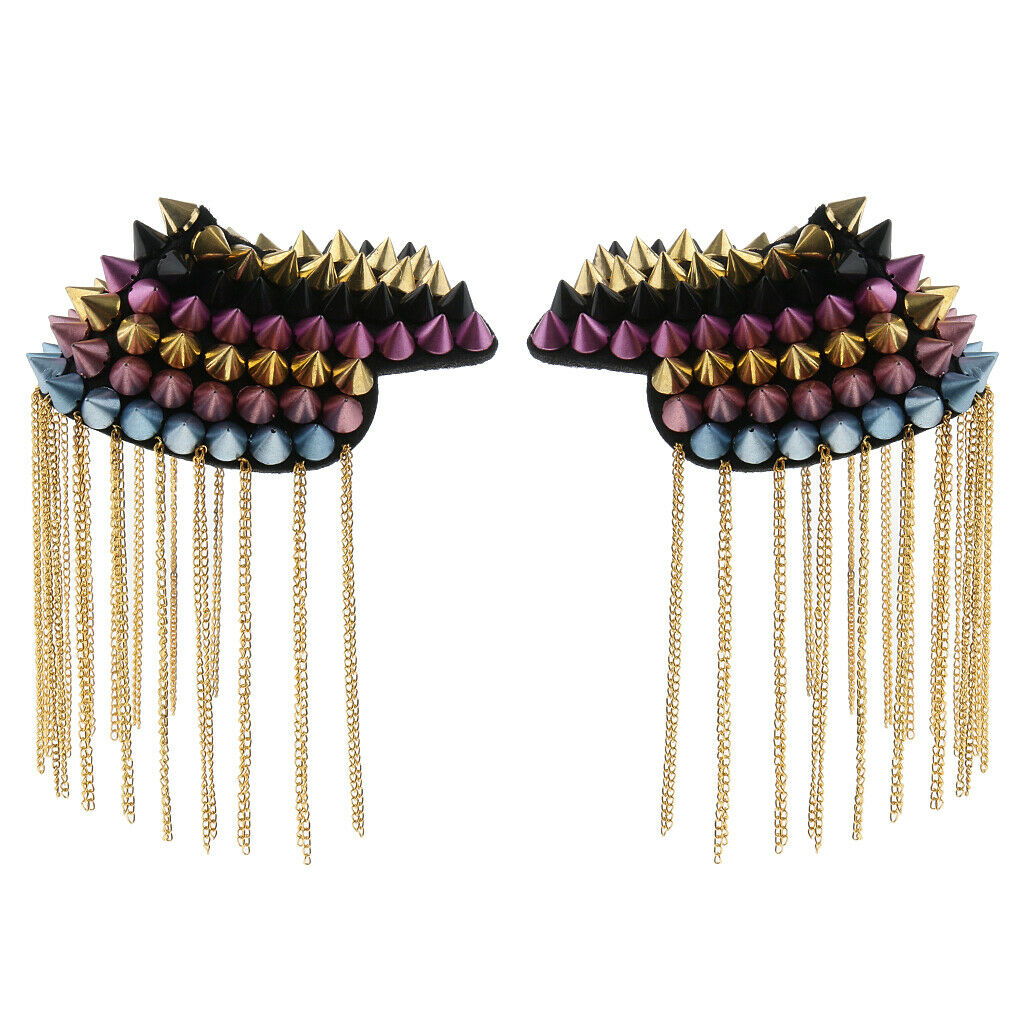 Colorful Rivet  Stud Tassel Epaulet Shoulder