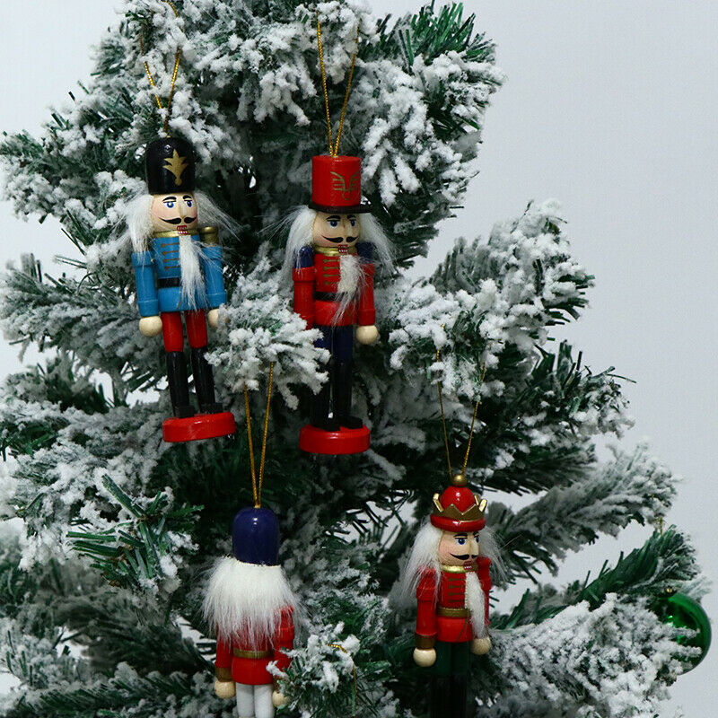 6Pcs/box 12cm Wooden Nutcracker Soldier Merry Christmas Tree Pendants DecoraBDA