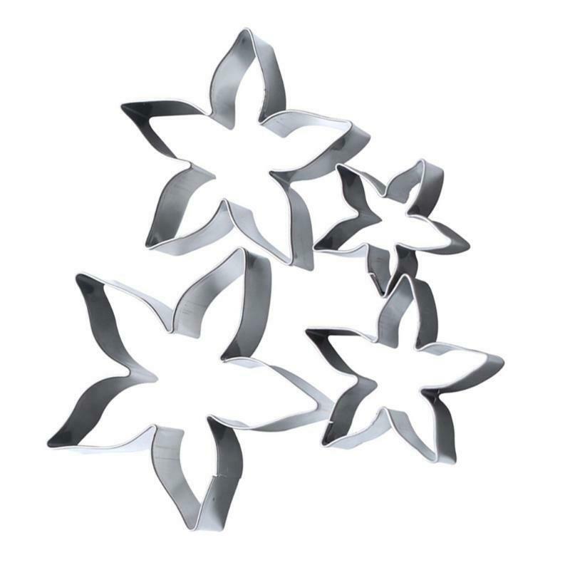 4 PCS Food-Grade Stainless Steel Rose Theme Christmas Cookie Cutters Baking Ute
