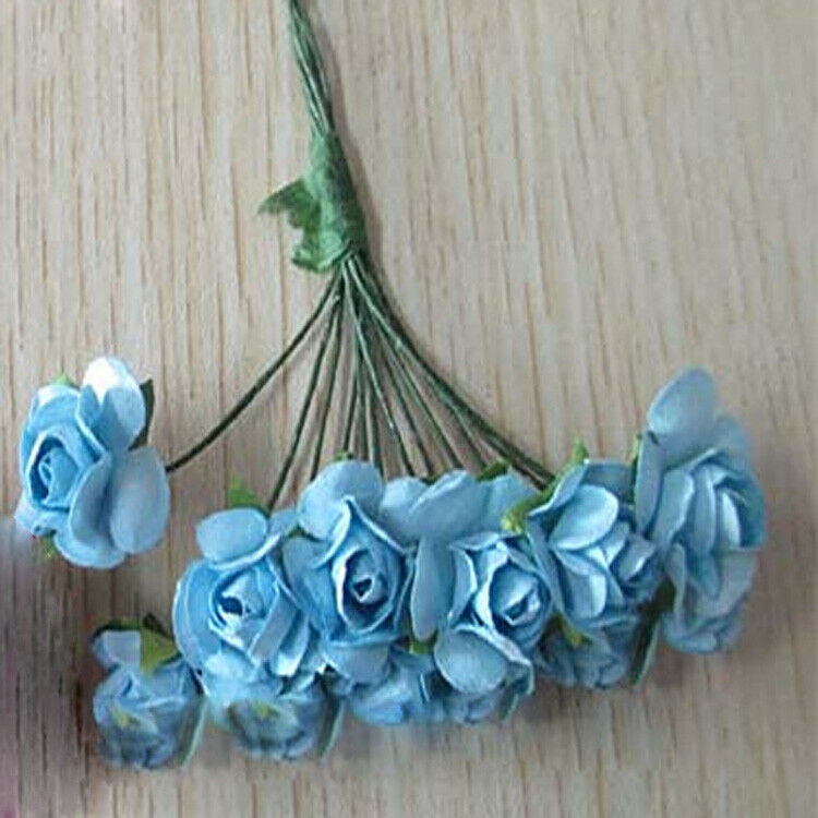 144 X Artificial Paper Rose Flower Wedding Craft Decor Light blue Z4R7R7