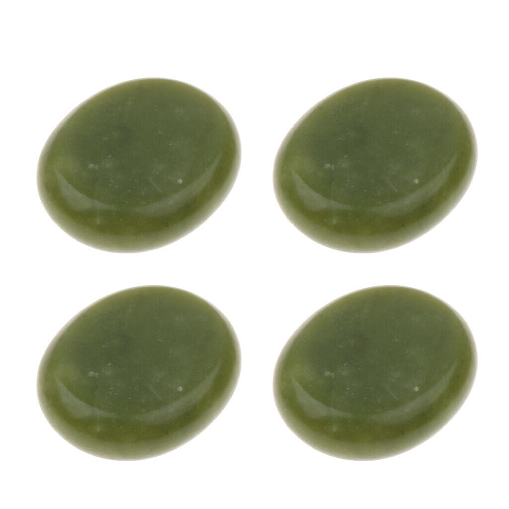 Pack of 4 Oval Shape Large Natural Jade Stones Facial Body Massage 5 x 6cm