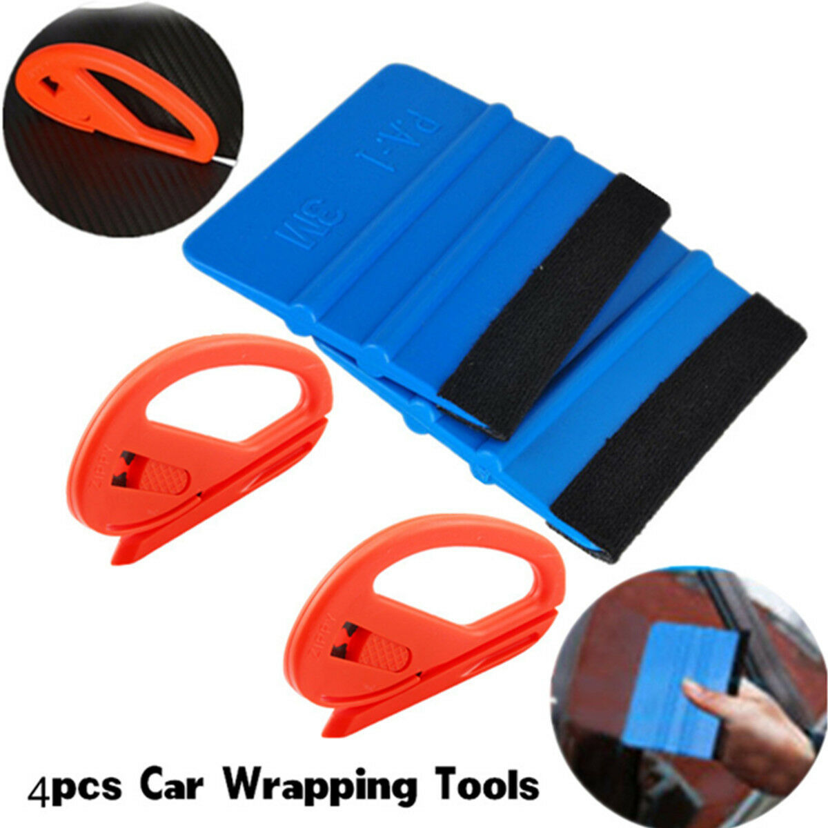 Useful Safety Vinyl Cutter & Edge Squeegee 4 pcs Car Wrapping Tools