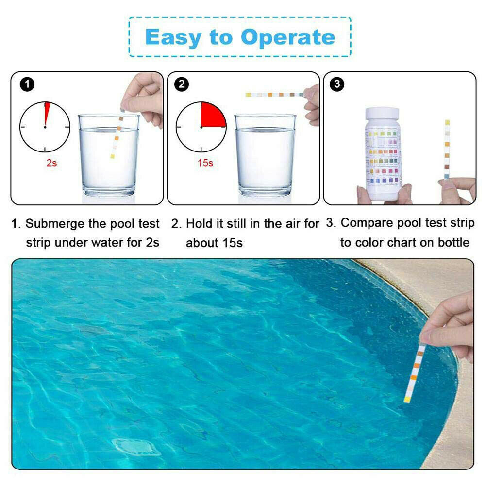 Swimming Pool 6 Way Test Strips SPA Chlorine PH Alkalinity Water Hardness Test