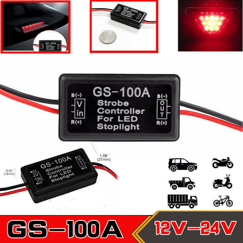Universal Flash Strobe Controller GS-100A Flasher Module for Vehicles Car Brake