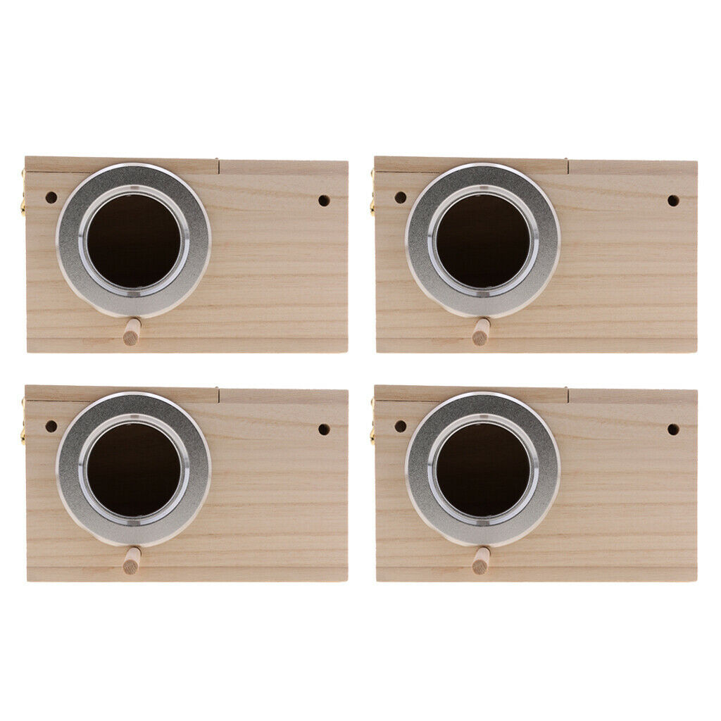 4Pc Wooden Budgie Nest Nesting Box & Perch For Cage Aviary With Opening Top