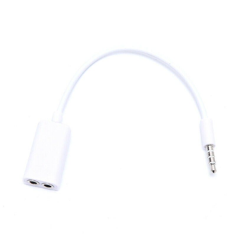 White Double 3.5mm Earphone Headphone Splitter Cable Cord Adapter Jack Pl.l8