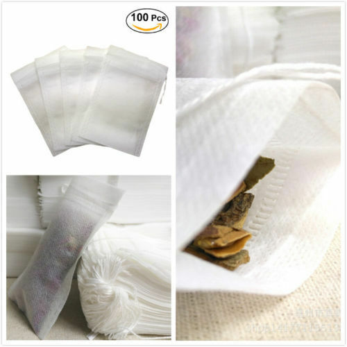 100pcs Non-woven Empty Teabags String Heat Seal Filter Paper Herb Loose Tea Bag