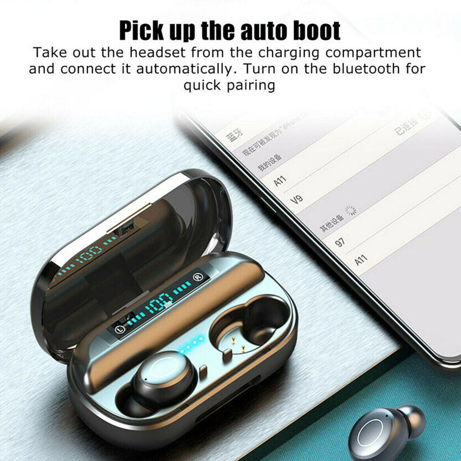V9 Bluetooth 5.0 Earbuds Headphone Wireless Headset Noise Cancelling