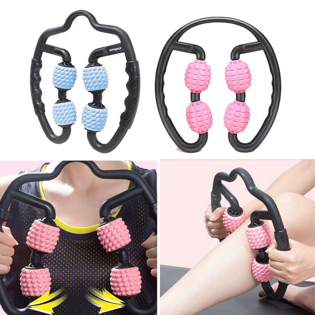 2x Handheld Massage Rolling Stick Cramps Leg Back Muscle Roller Massager
