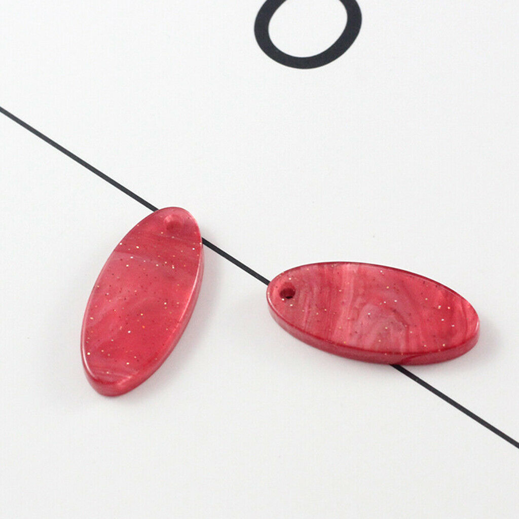10Pcs Acetate Acrylic Oval Pendant DIY Earring Jewelry Accessories Red