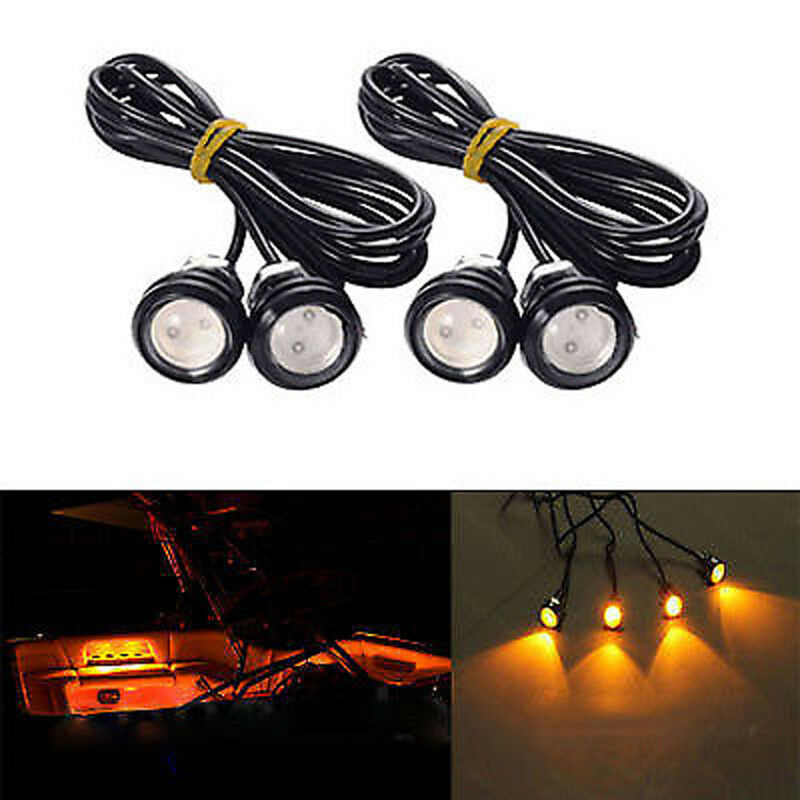 4X Yellow LED Boat Light Waterproof Outrigger Spreader Transom Underwater Troll