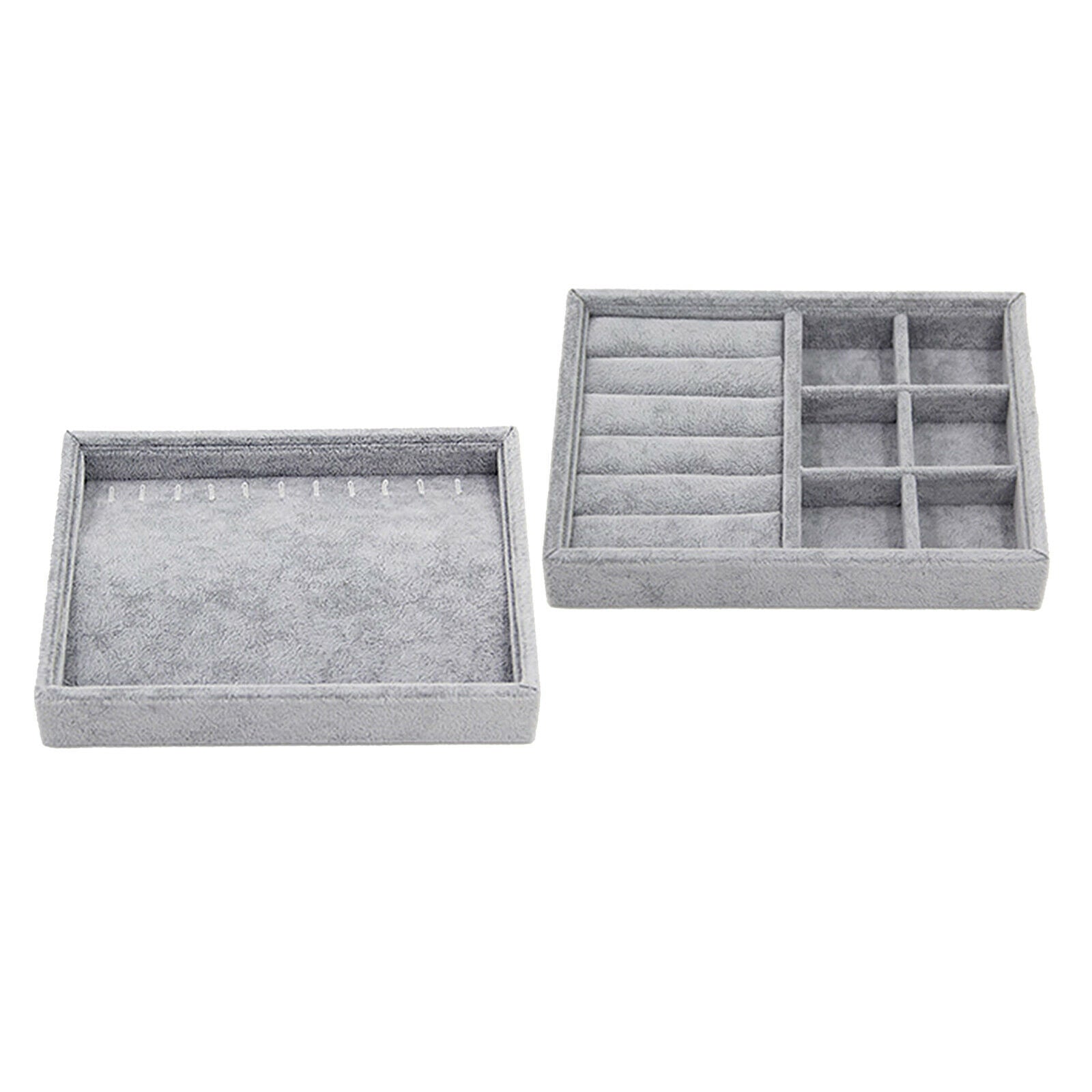 2Pcs Wooden Jewelry Box Bracelets Rings Diamond Storage Organizer Display Tray