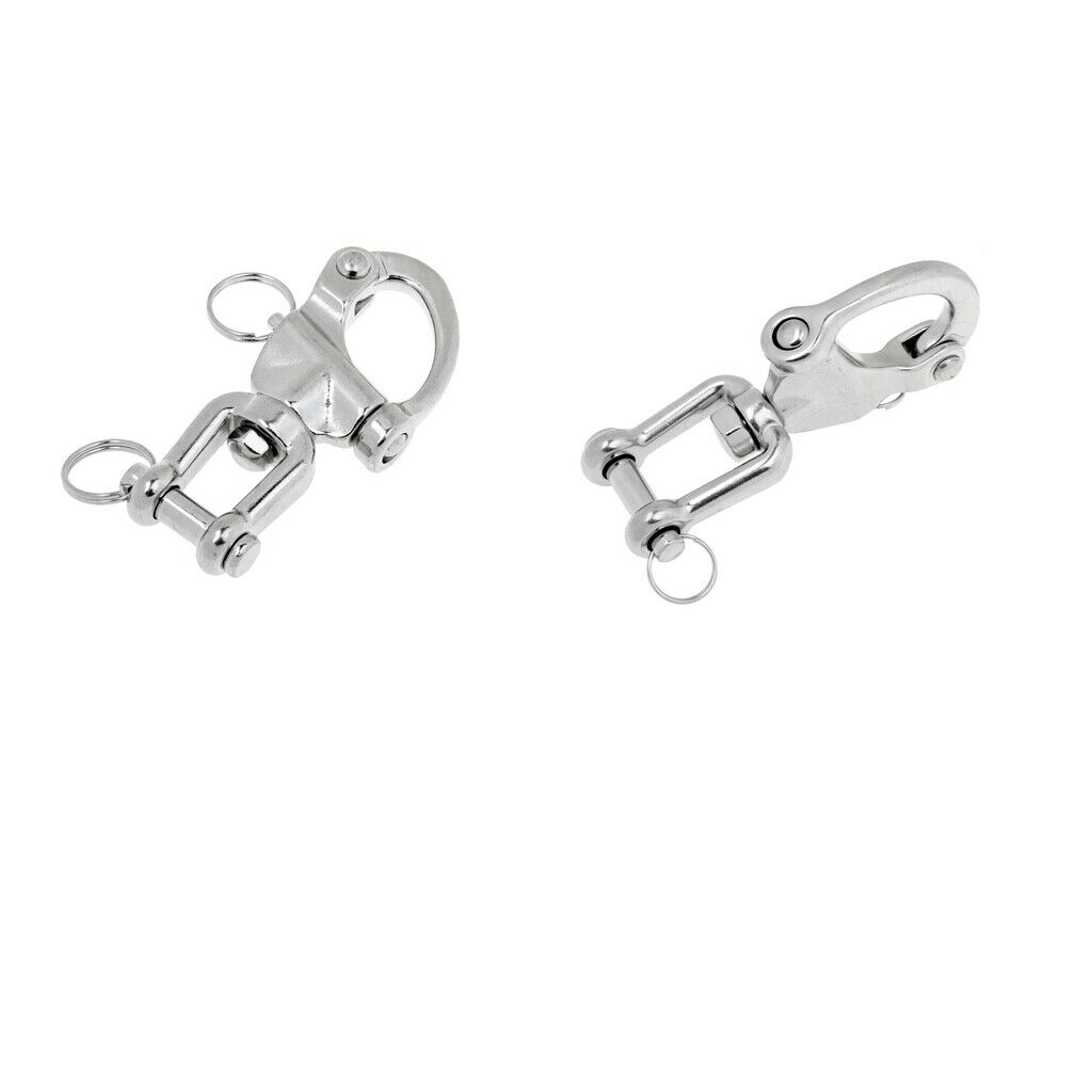 Set of 304 Stainless Steel Spring Snap Hook Quick Link Carabiner Buckle Clip