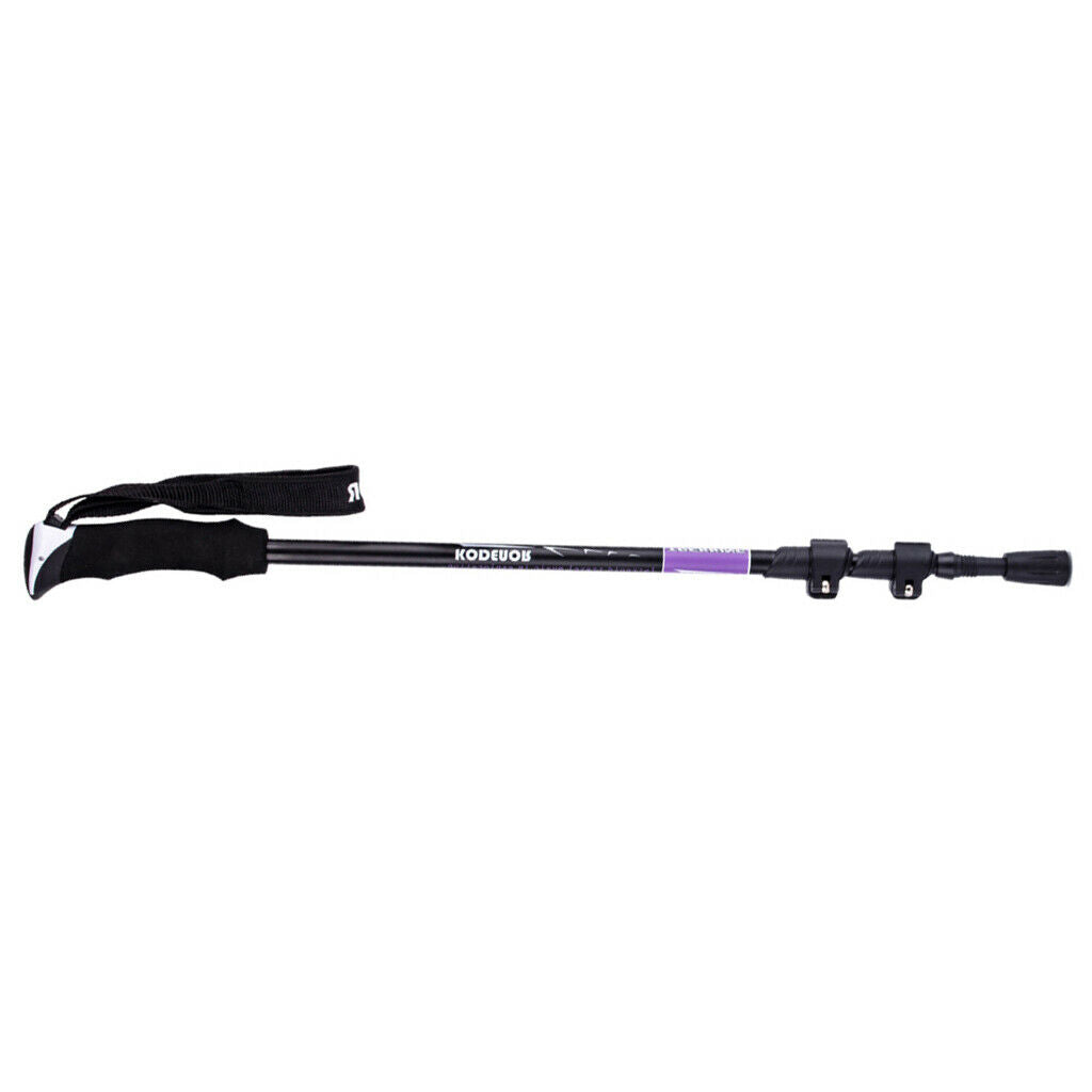Telescopic Hiking Trekking Pole Adjustable Alloy Walking Stick   Purple