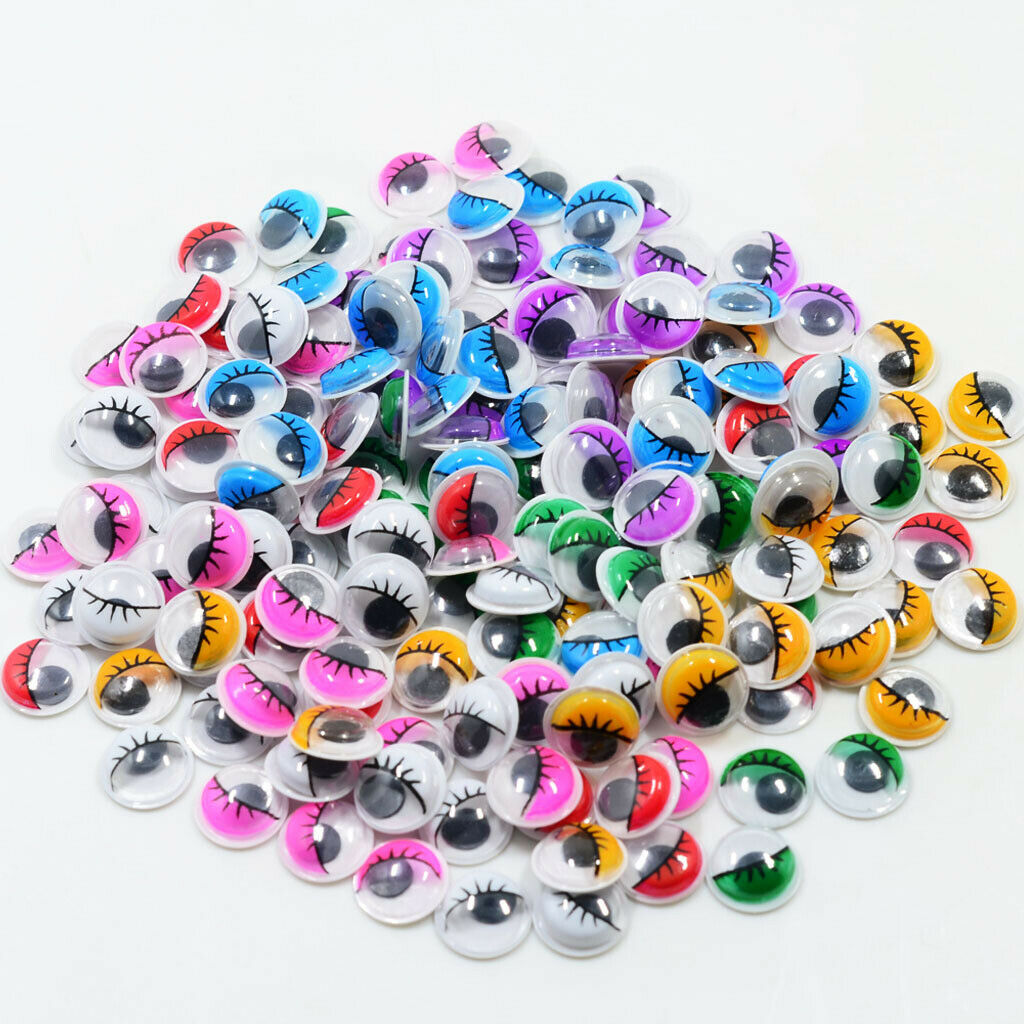 168x Colorful Plastic Wobbly Wiggle Eyes with Eyelashes for Craft Stickers